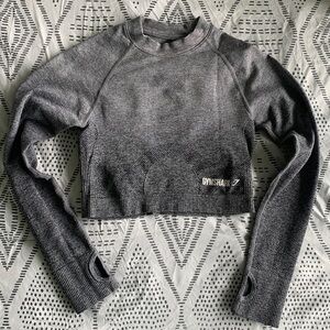 Gymshark cropped adapt seamless long sleeve gray/black ombré